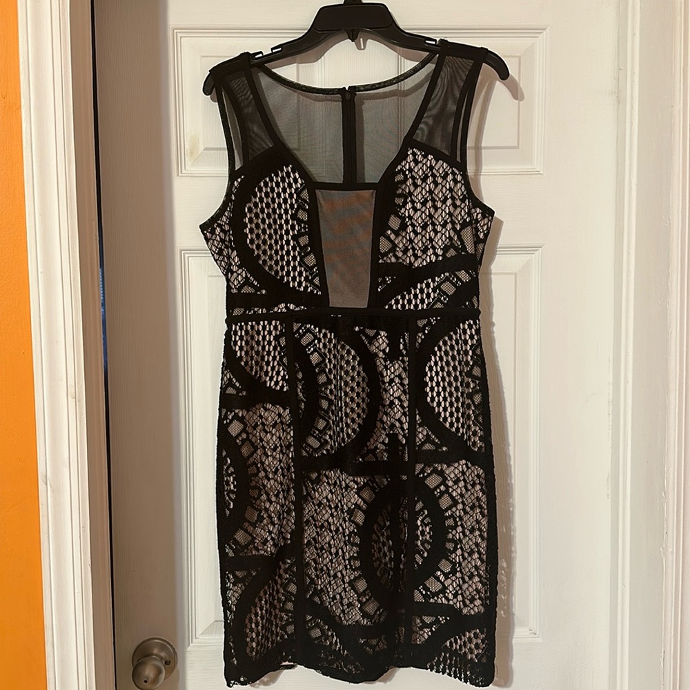 Black Mesh Cocktail Dress, Size 8